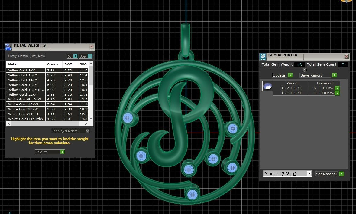 Alphabet Q Diamond Pendant 3dm STL OBJ FBX Renders Details 3D print model_3