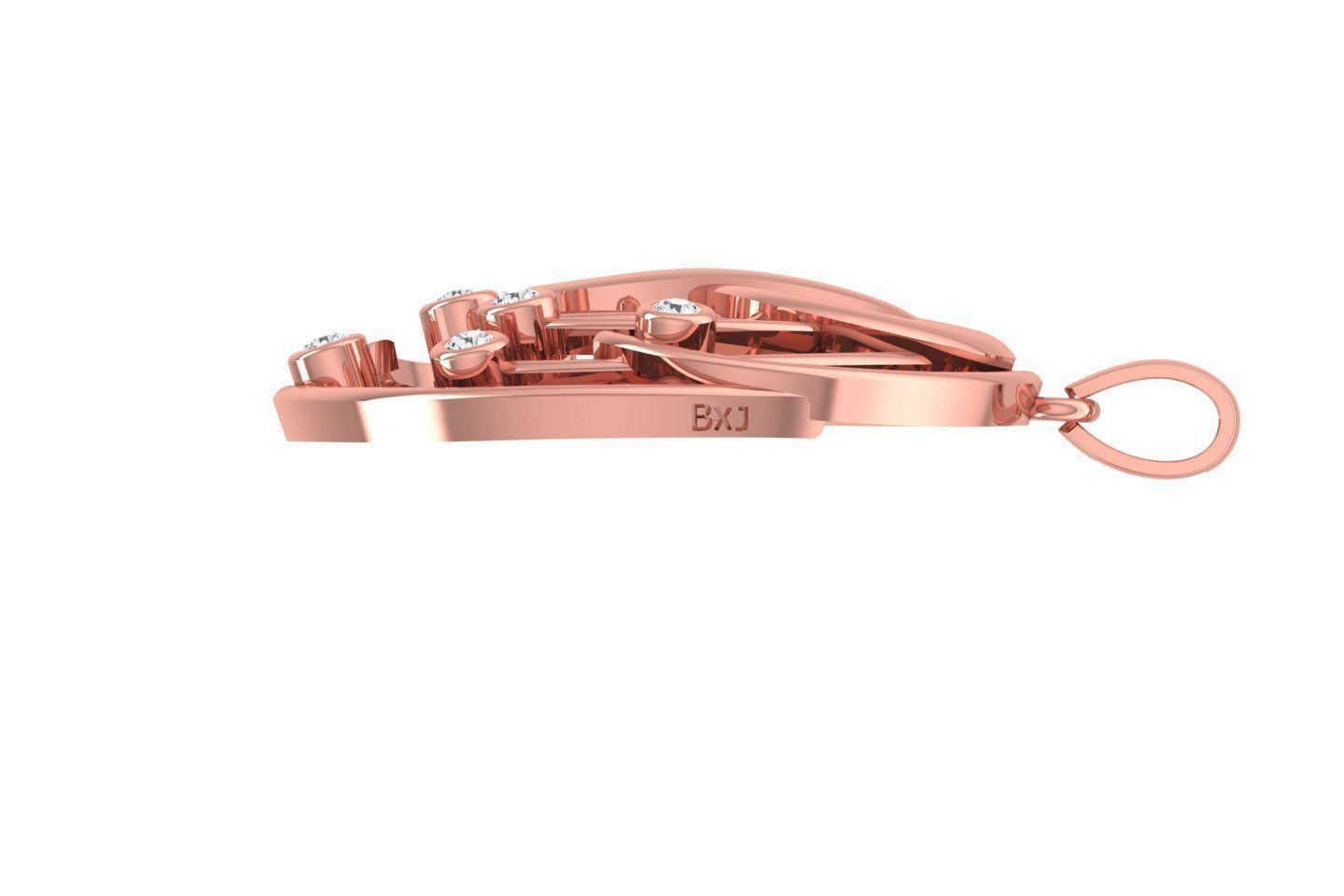 Alphabet Q Diamond Pendant 3dm STL OBJ FBX Renders Details 3D print model_2