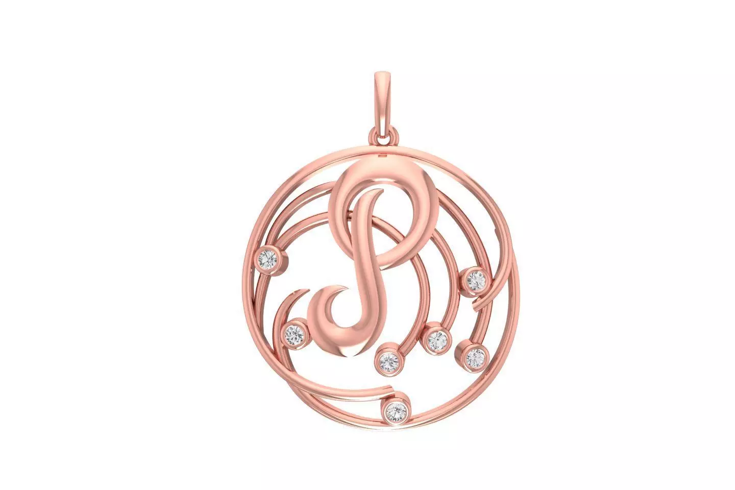 Alphabet Q Diamond Pendant 3dm STL OBJ FBX Renders Details 3D print model_0