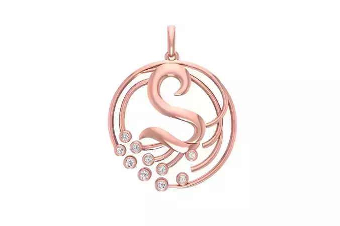 Alphabet S Diamond Pendant 3dm STL OBJ FBX Renders Details
