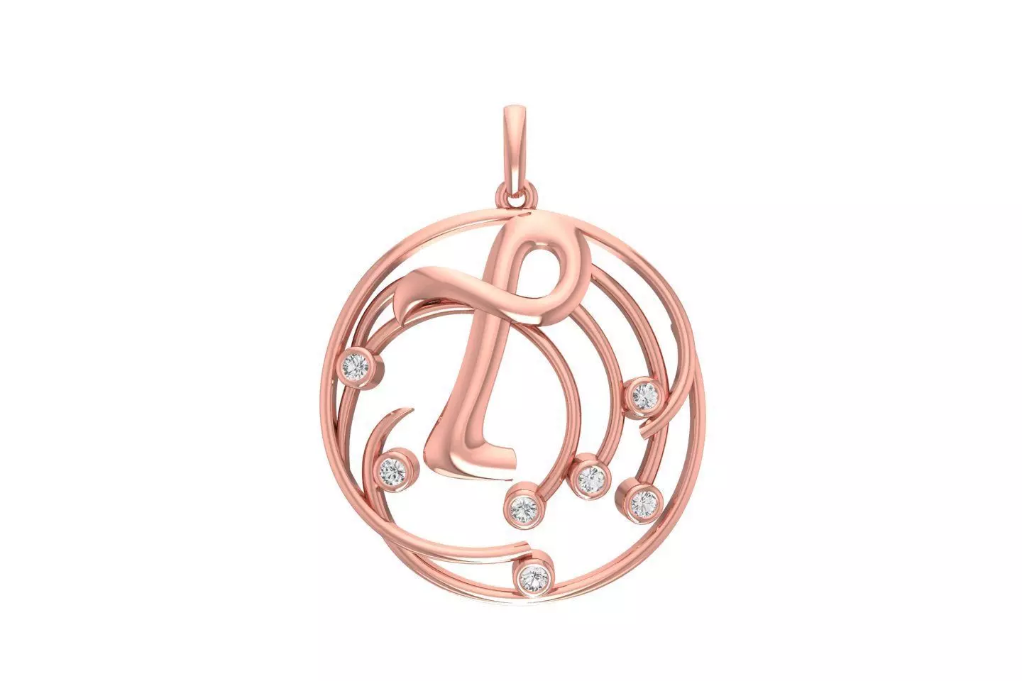 Alphabet T Diamond Pendant 3dm STL OBJ FBX Renders Details 3D print model_0