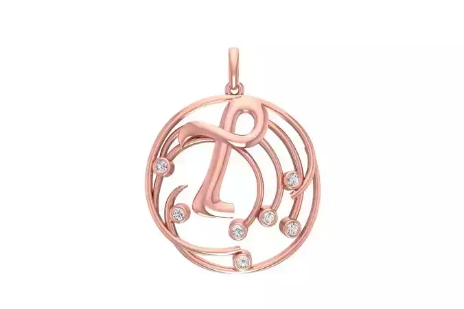 Alphabet T Diamond Pendant 3dm STL OBJ FBX Renders Details