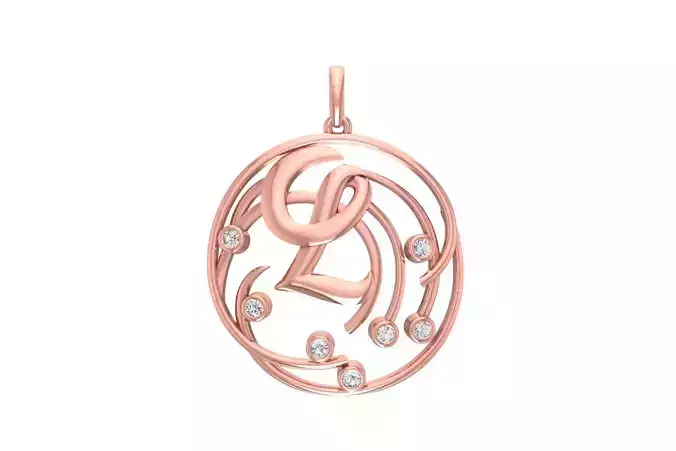 Alphabet L Diamond Pendant 3dm STL OBJ FBX Renders Details