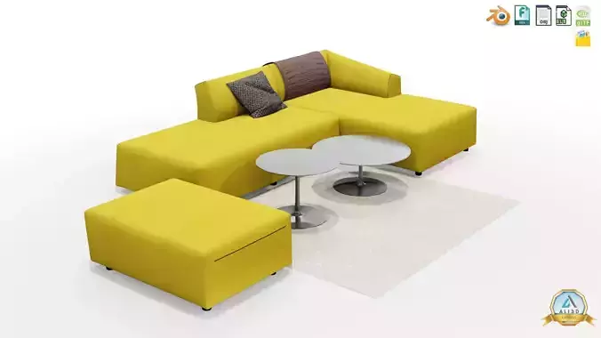 Macaroon colored Couch for living Area and Outdoors 3D model