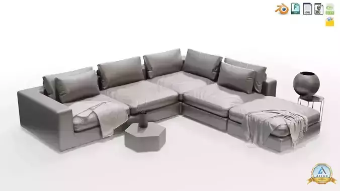 Modern Living Area Couch and Furniture set  3D model