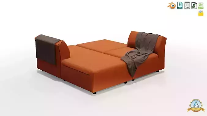 Light Red colored Couch for outdoor and living area 3D model