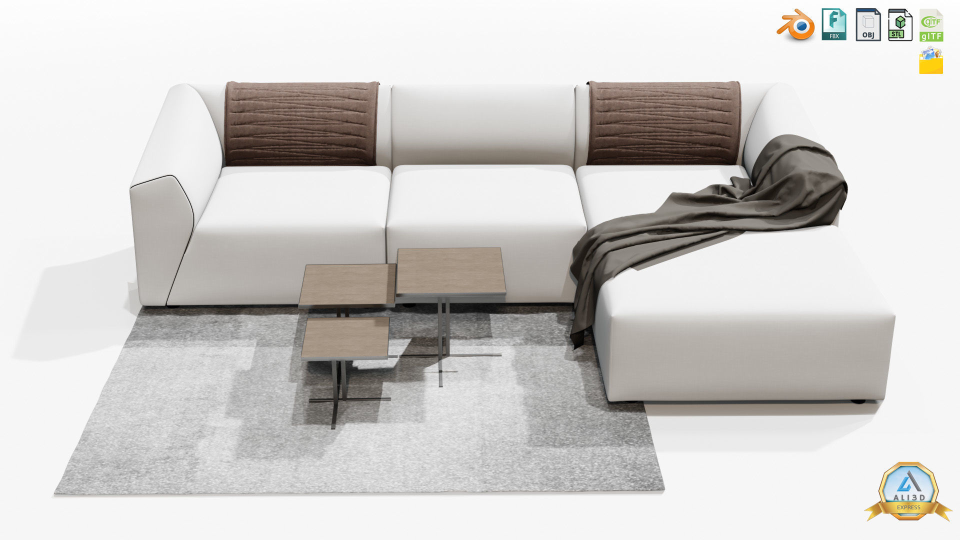 Beautiful Sofa Couch for interior design with tables 3D model_17
