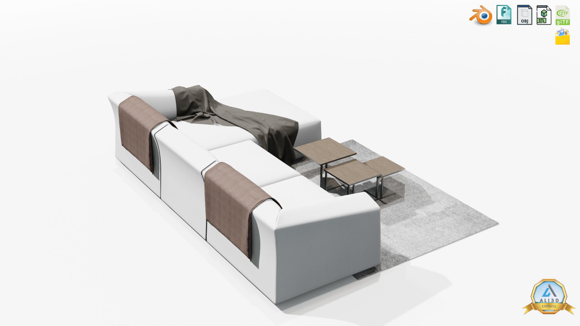 Beautiful Sofa Couch for interior design with tables 3D model_14