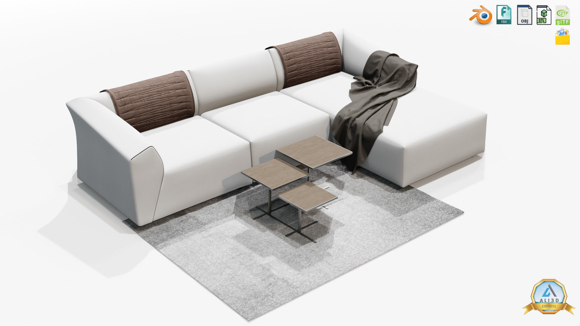 Beautiful Sofa Couch for interior design with tables 3D model_6