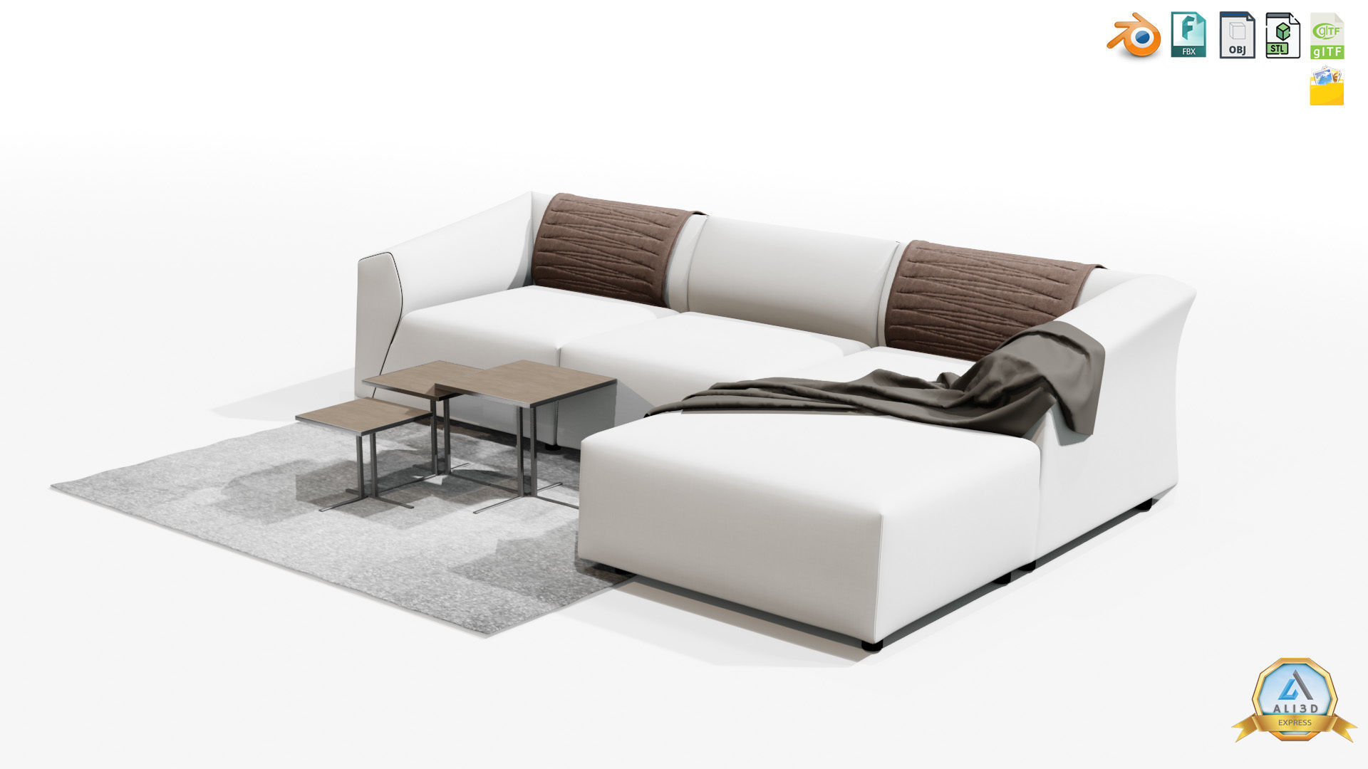 Beautiful Sofa Couch for interior design with tables 3D model_12