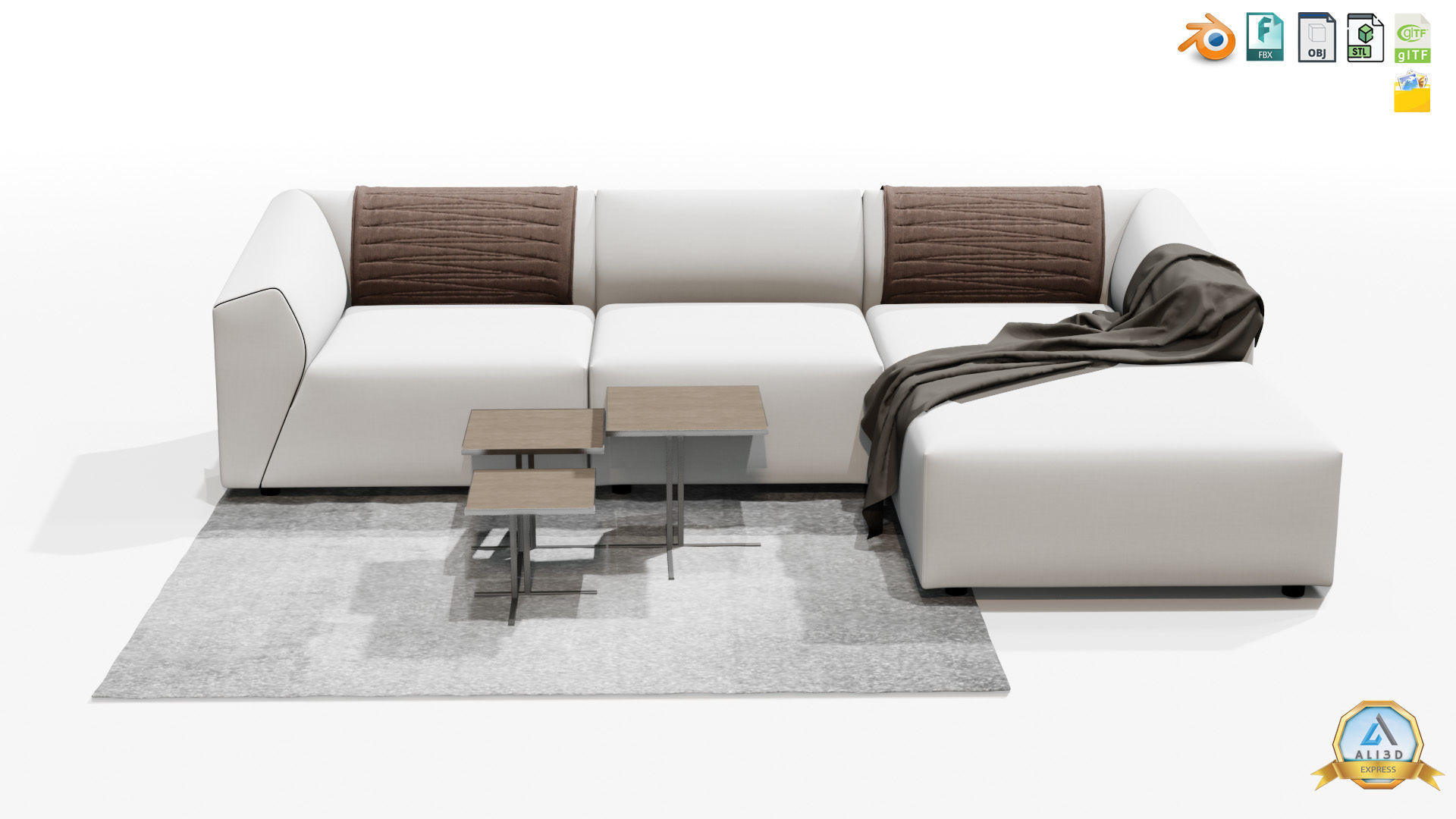 Beautiful Sofa Couch for interior design with tables 3D model_11