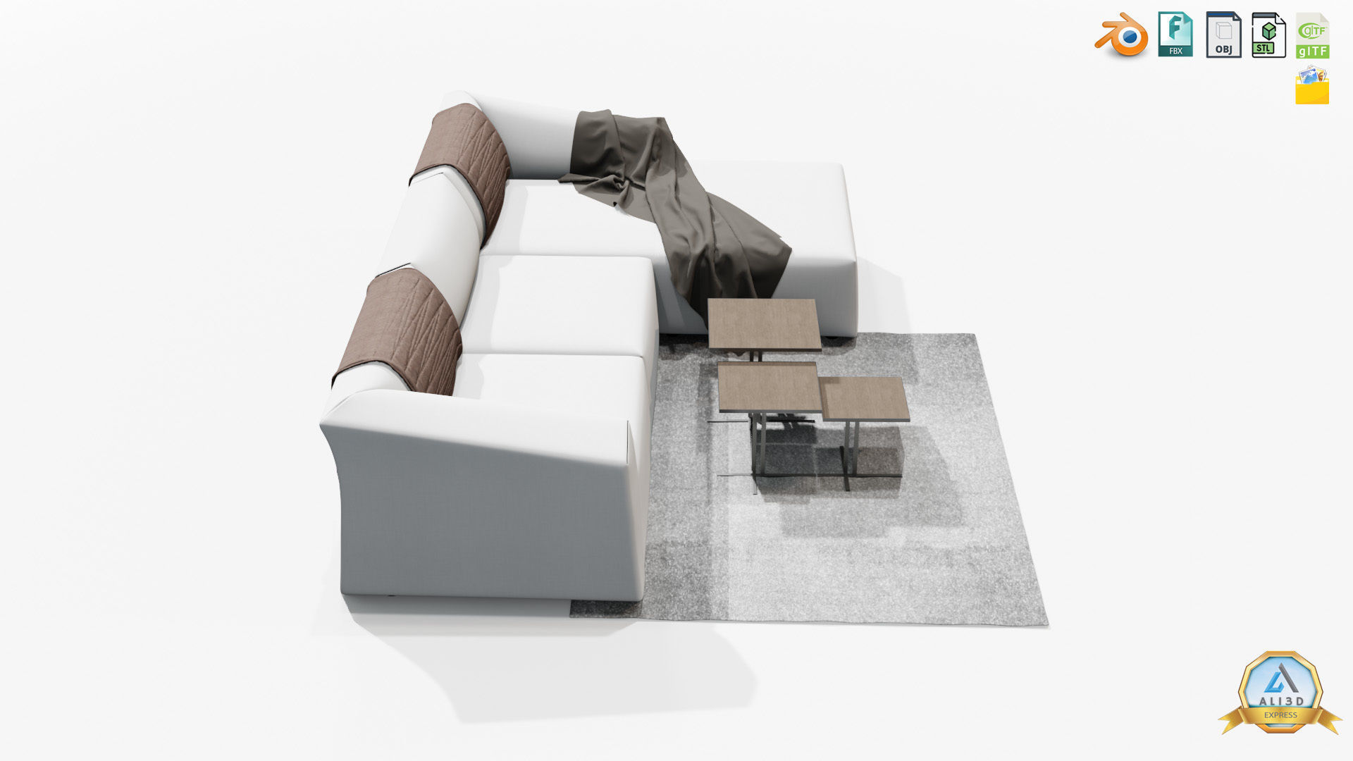 Beautiful Sofa Couch for interior design with tables 3D model_5