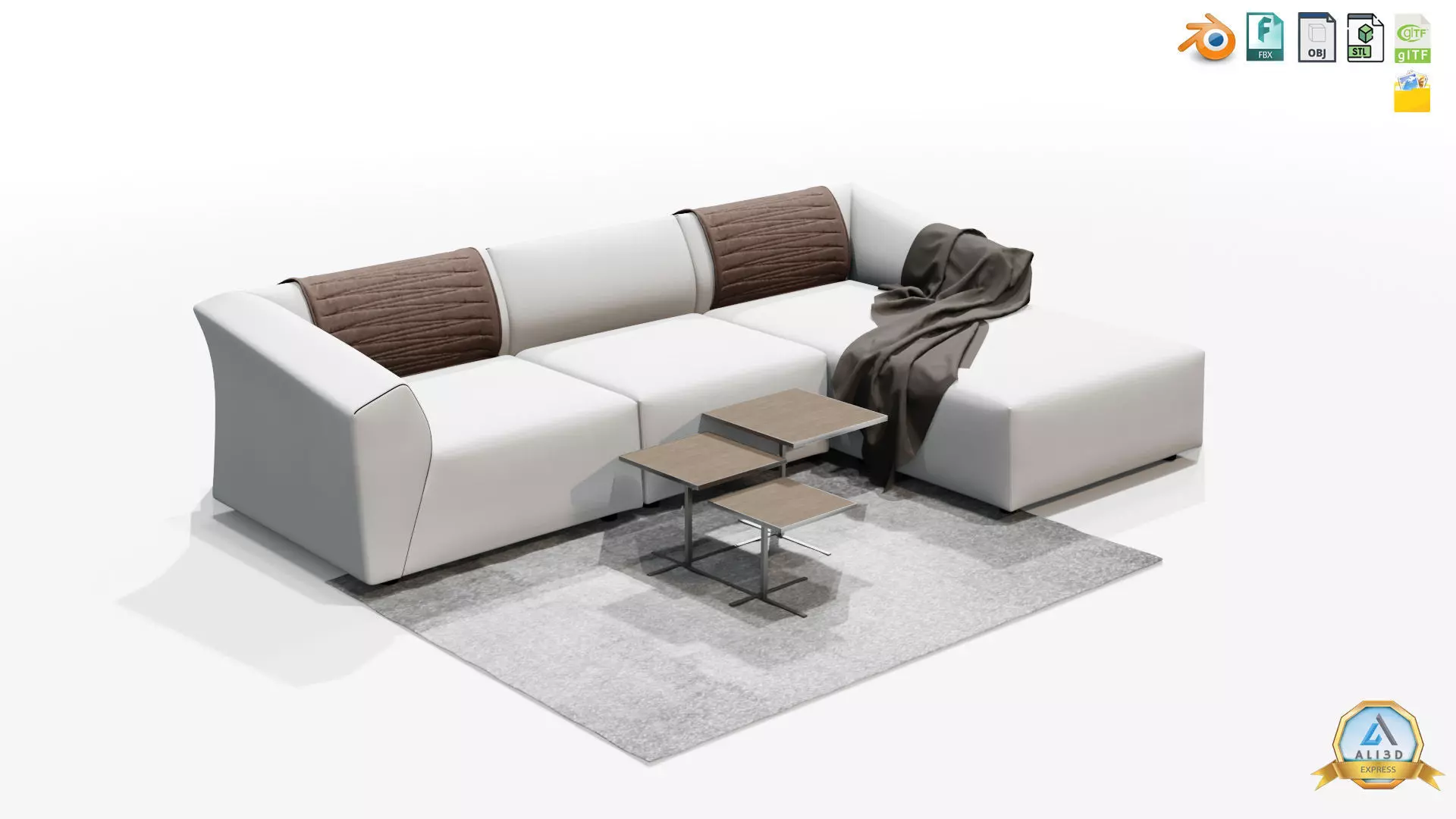 Beautiful Sofa Couch for interior design with tables 3D model_0