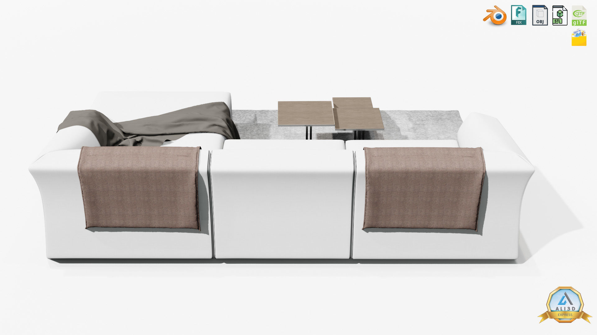 Beautiful Sofa Couch for interior design with tables 3D model_3