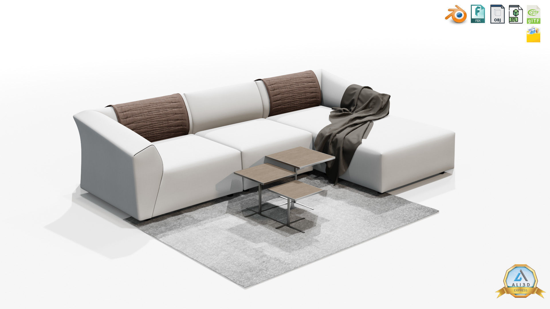 Beautiful Sofa Couch for interior design with tables 3D model_9