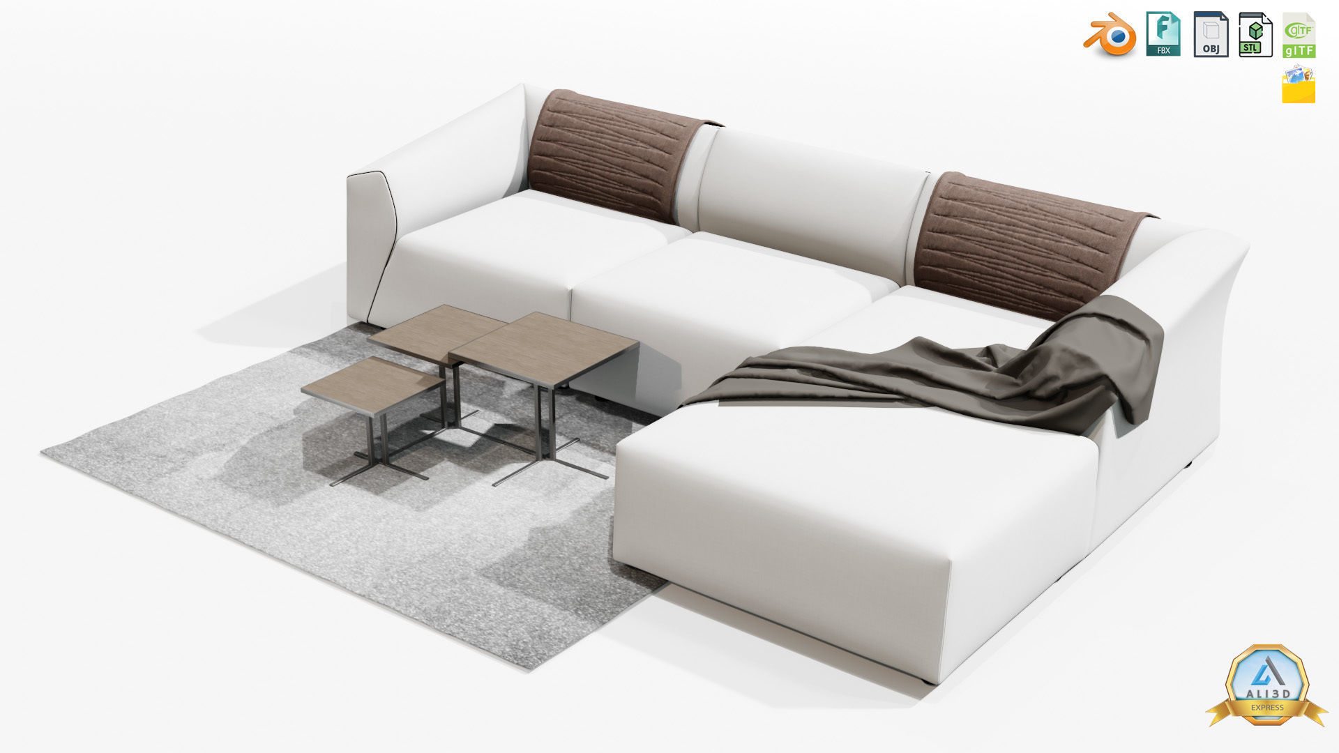 Beautiful Sofa Couch for interior design with tables 3D model_18