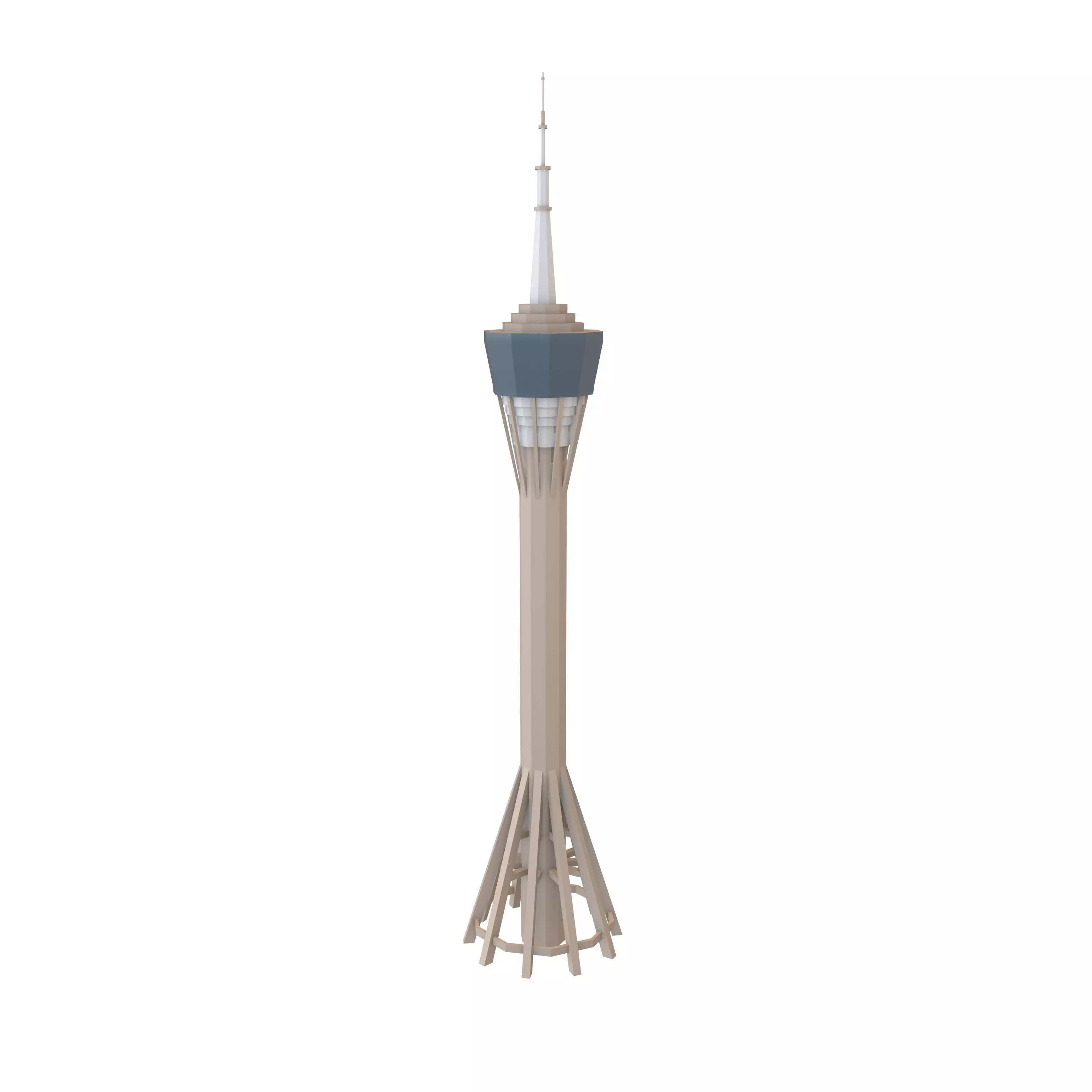 Cartoon Macau Tower v1 001 Low-poly 3D model_0