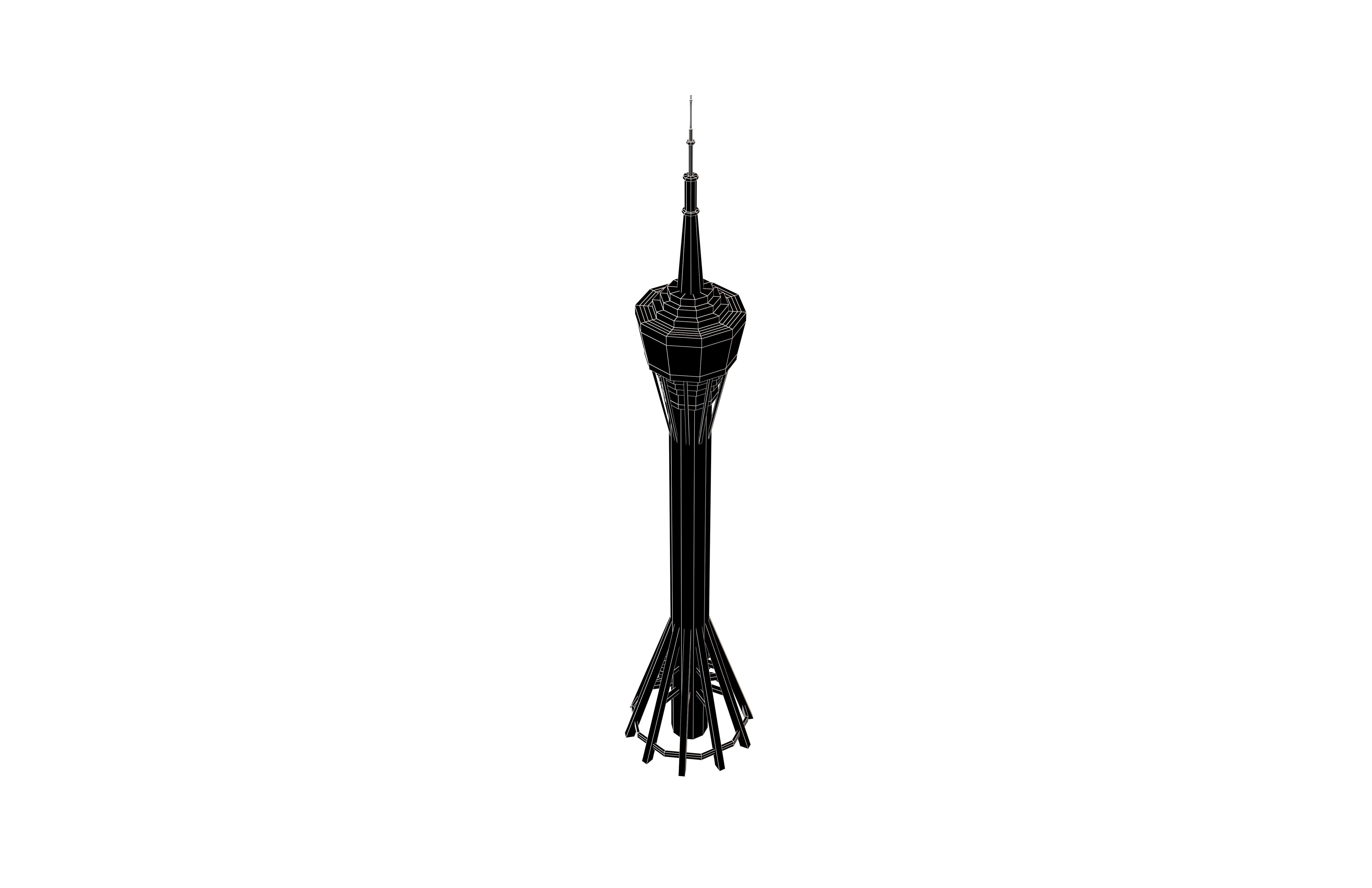 Cartoon Macau Tower v1 001 Low-poly 3D model_7