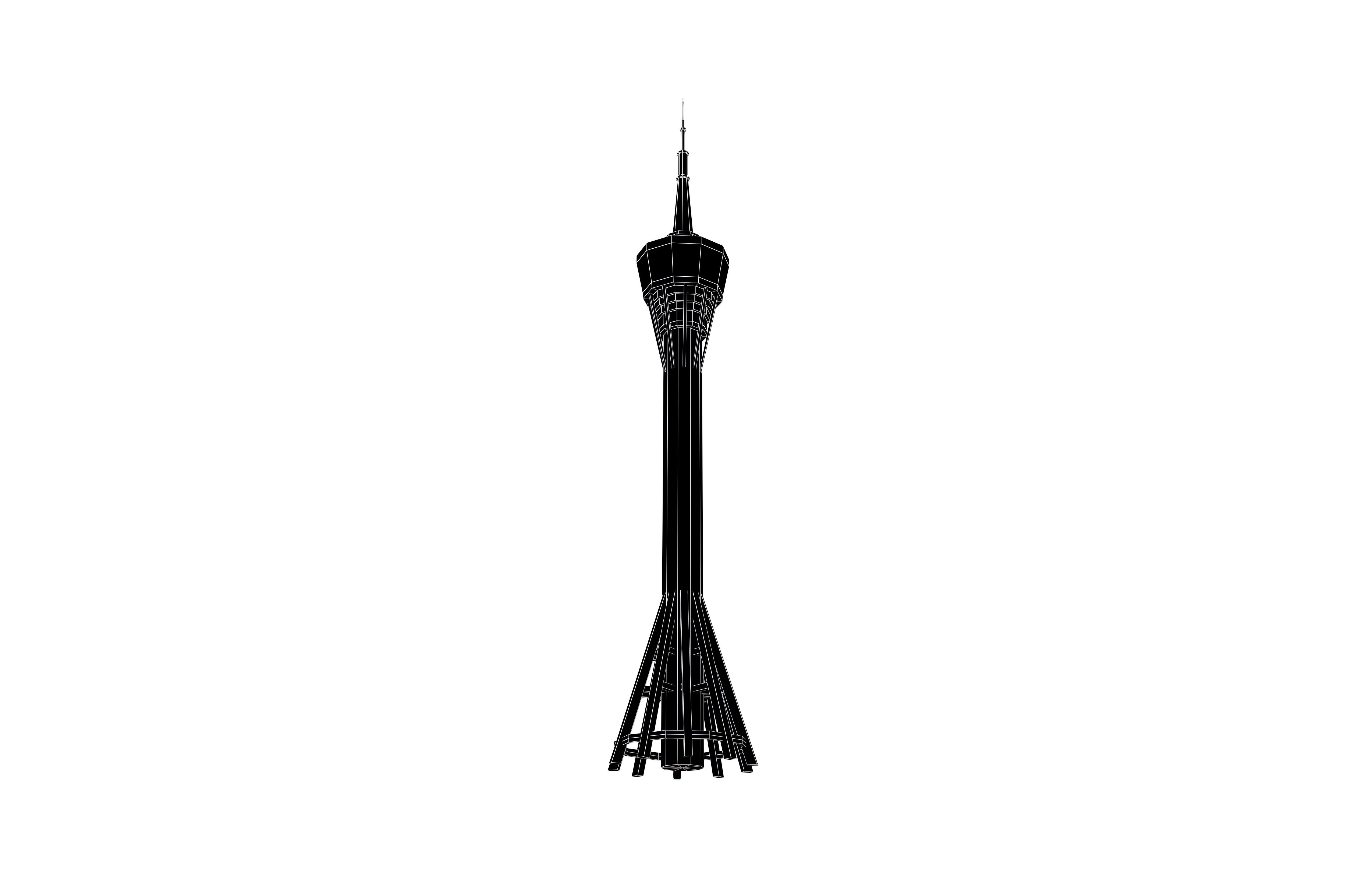 Cartoon Macau Tower v1 001 Low-poly 3D model_6