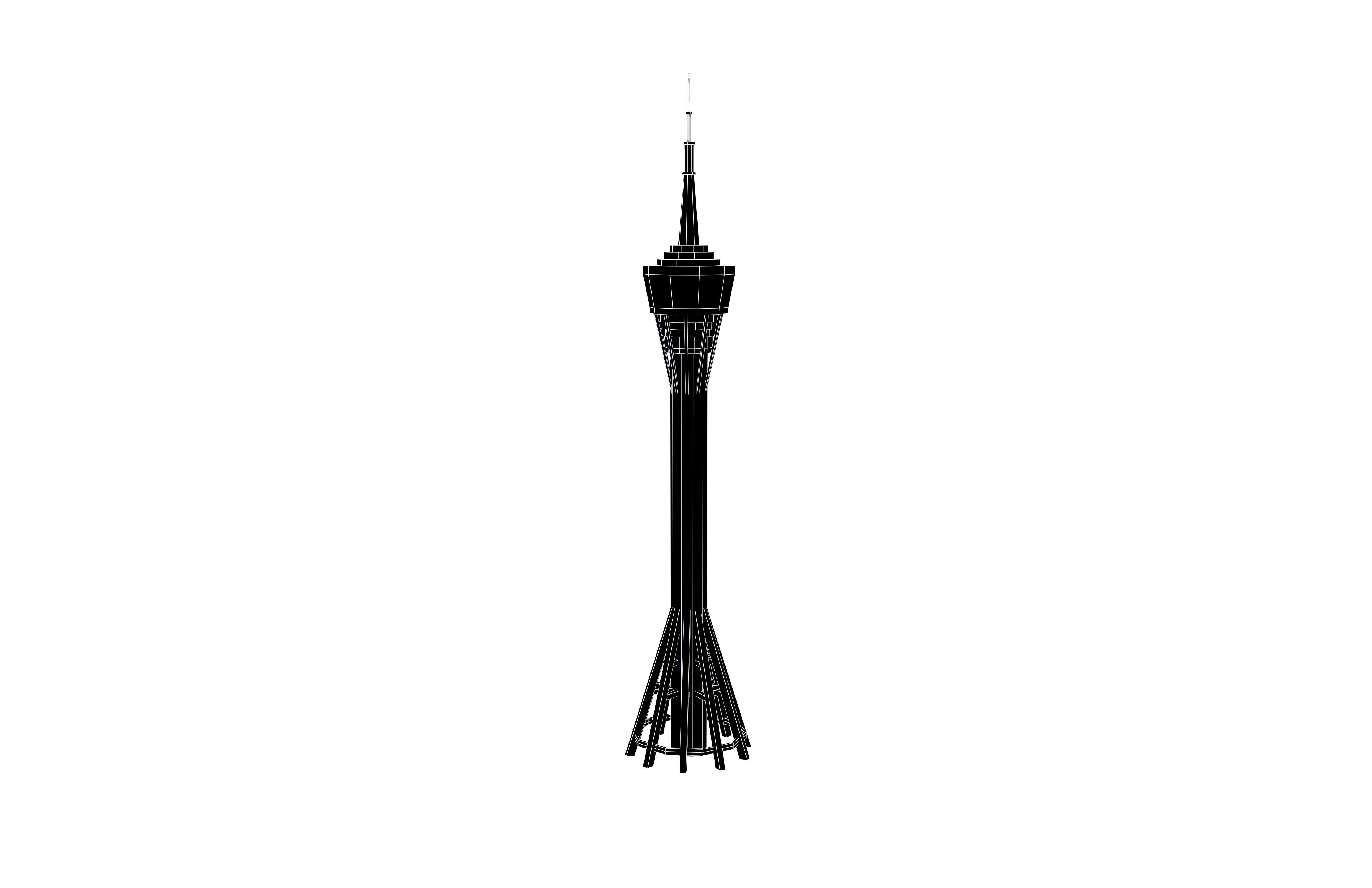 Cartoon Macau Tower v1 001 Low-poly 3D model_5