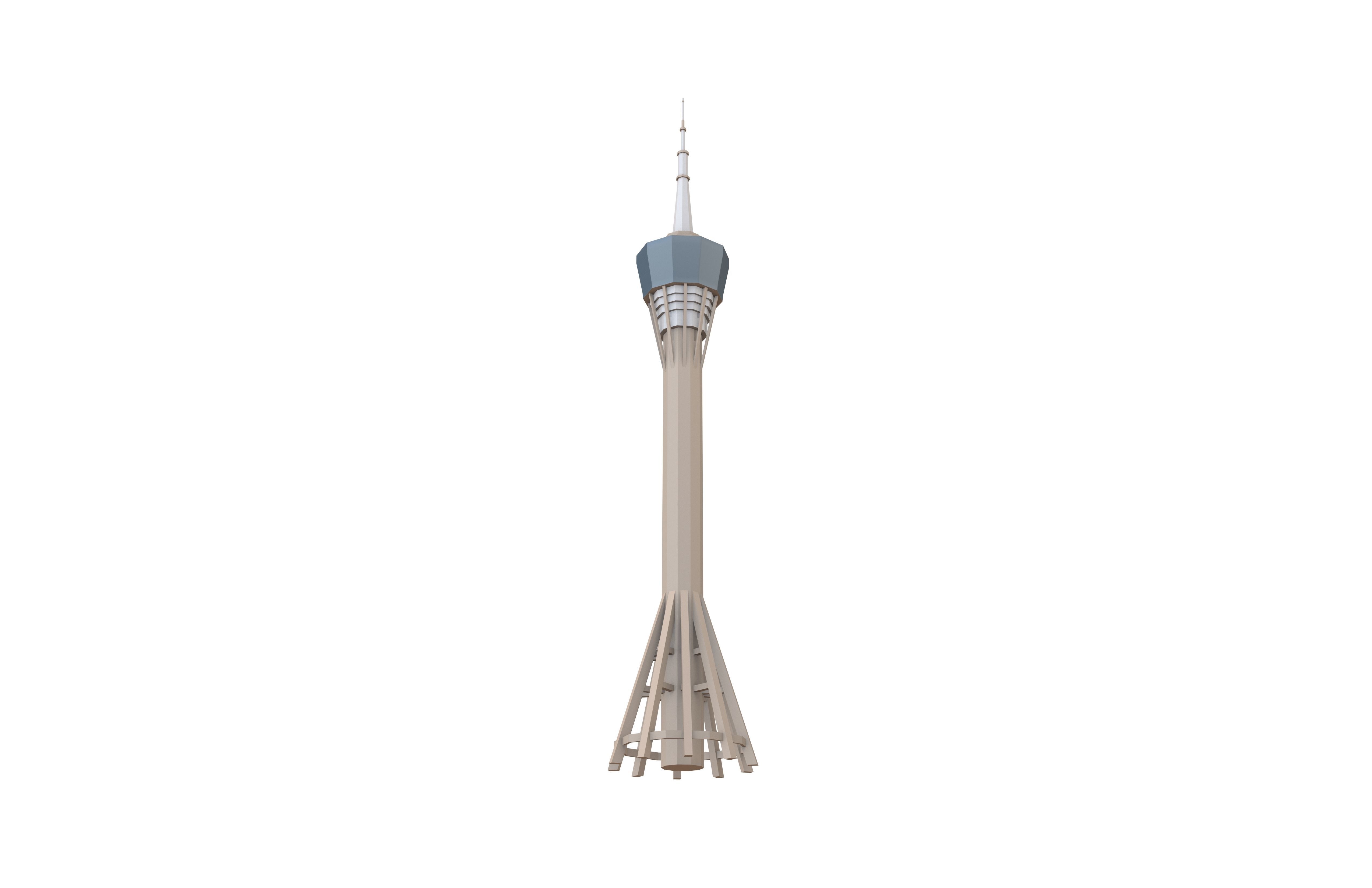 Cartoon Macau Tower v1 001 Low-poly 3D model_2