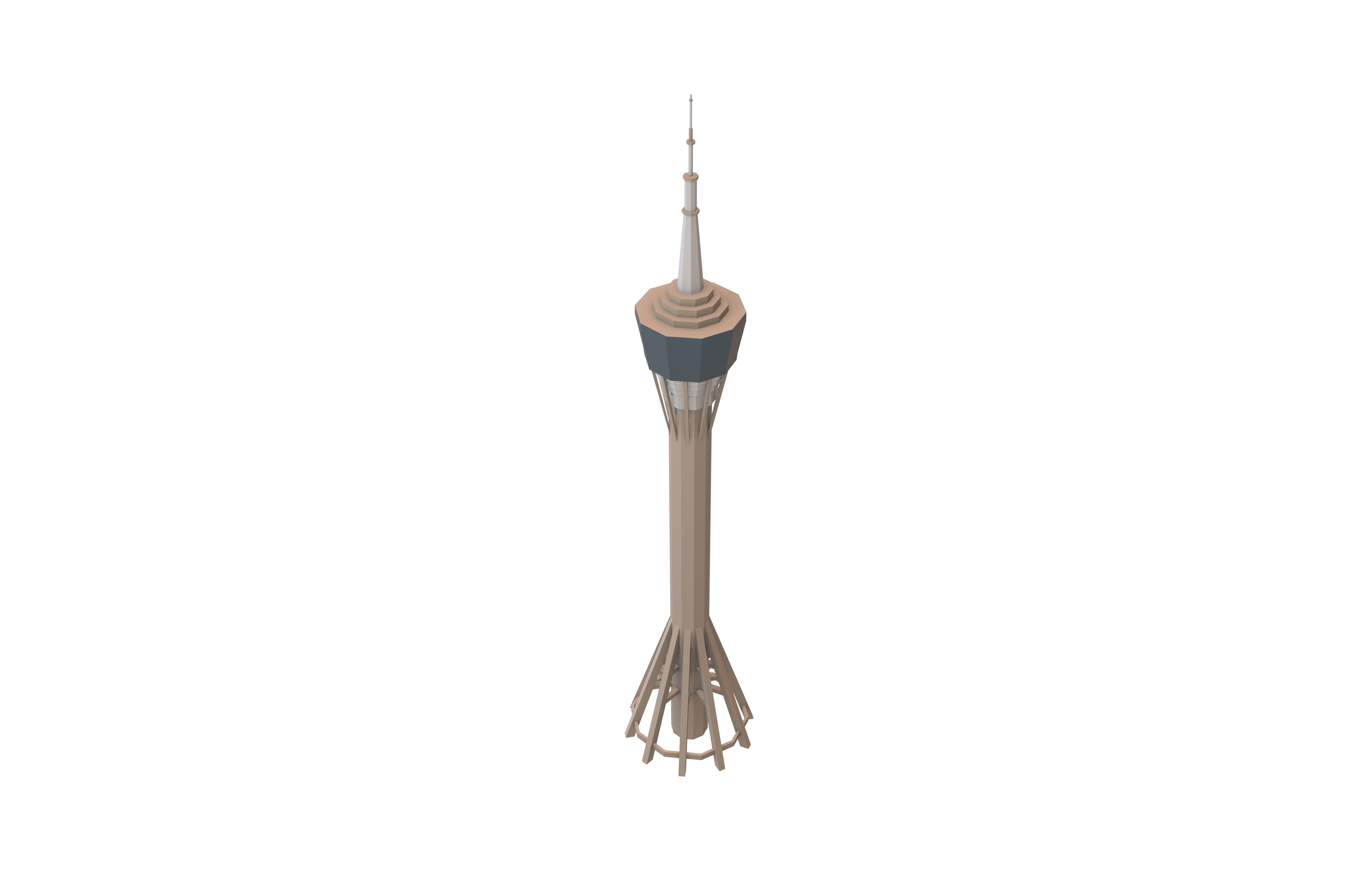 Cartoon Macau Tower v1 001 Low-poly 3D model_3