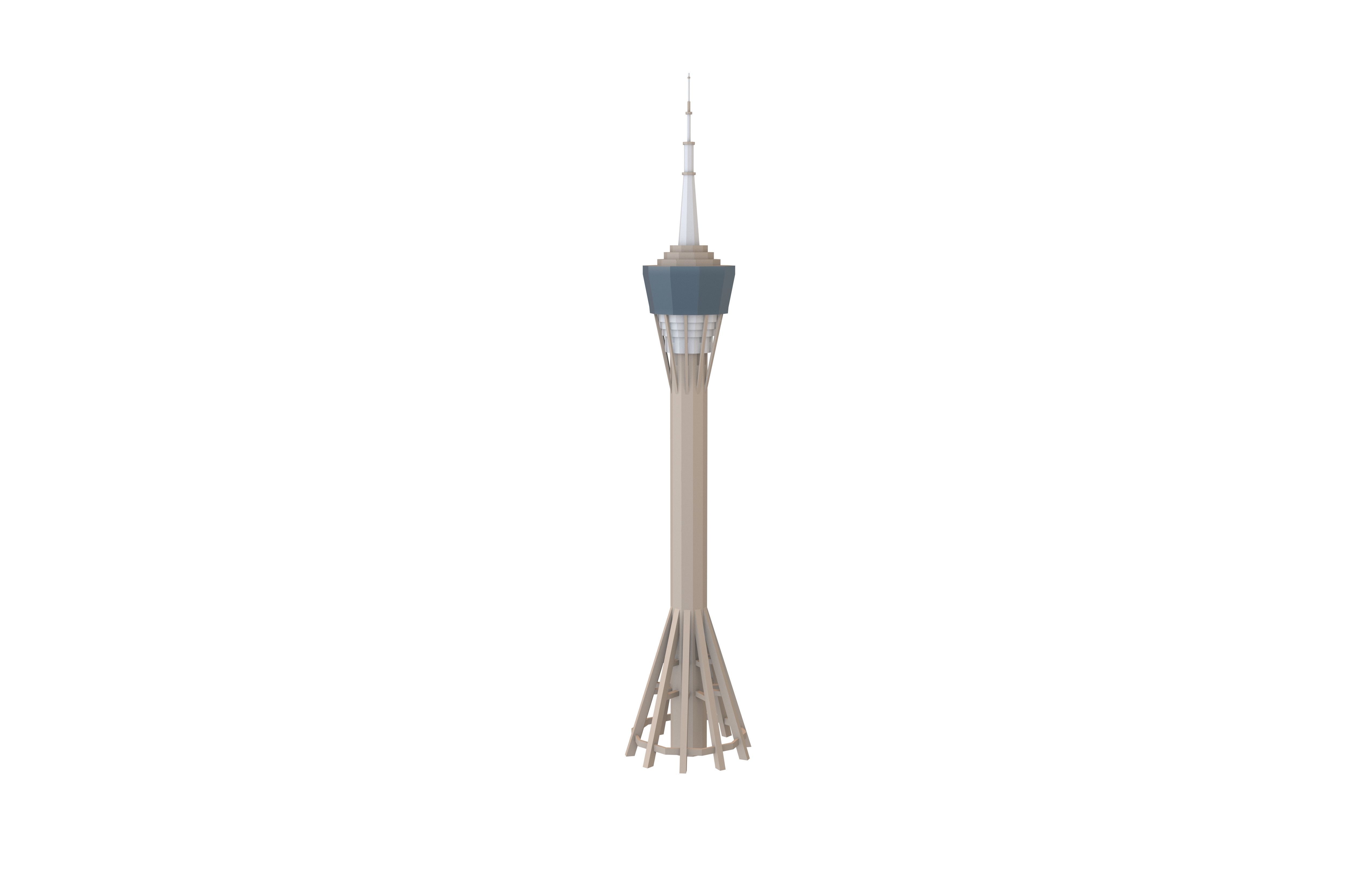 Cartoon Macau Tower v1 001 Low-poly 3D model_1