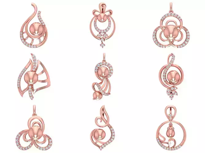 10 Pearl Pendant 3dm STL OBJ FBX Renders Details Collection