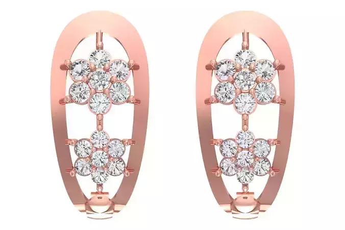 Woman Fancy Earring 3dm STL OBJ FBX Renders Details