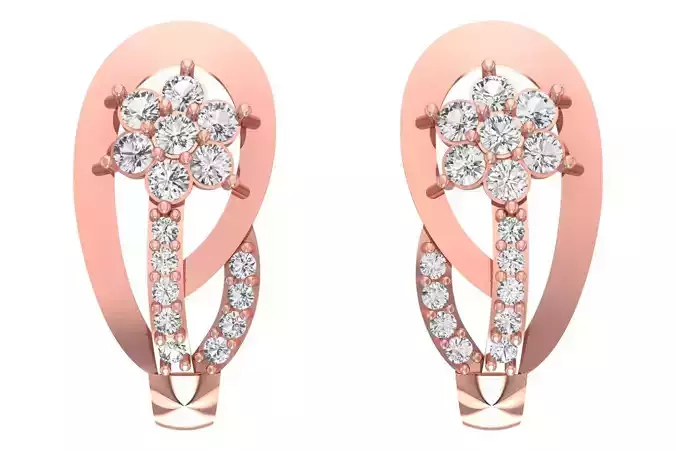 Woman Fancy Earring 3dm STL OBJ FBX Renders Details