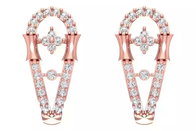 Woman Fancy Earring 3dm STL OBJ FBX Renders Details