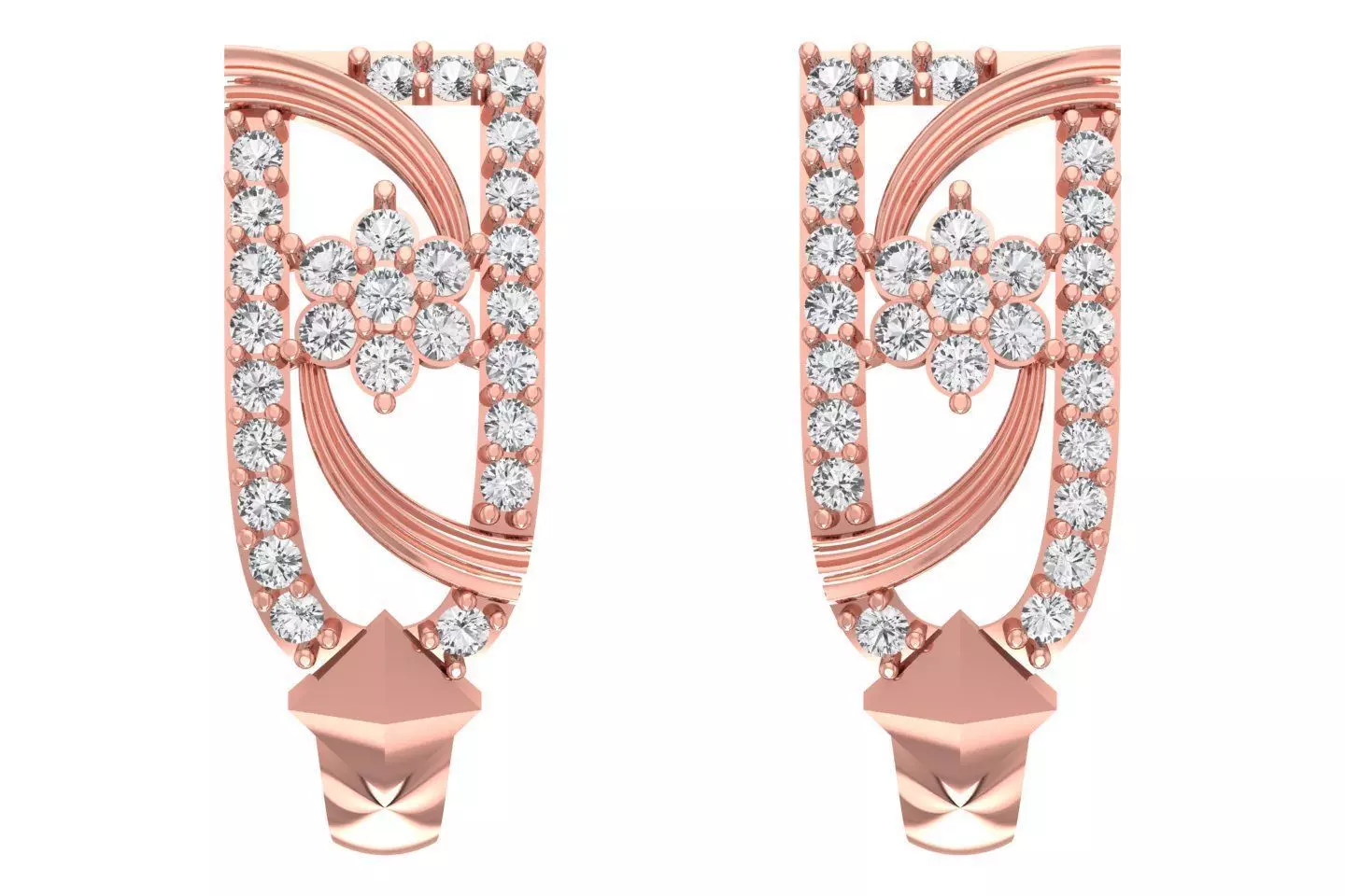 Woman Fancy Earring 3dm STL OBJ FBX Renders Details 3D print model_0