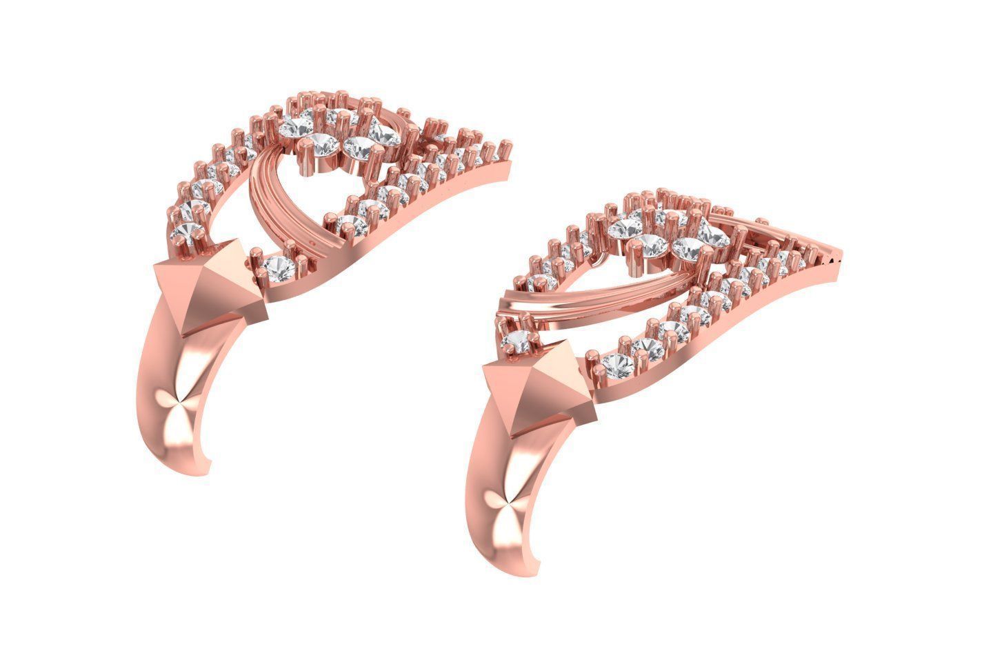 Woman Fancy Earring 3dm STL OBJ FBX Renders Details 3D print model_1