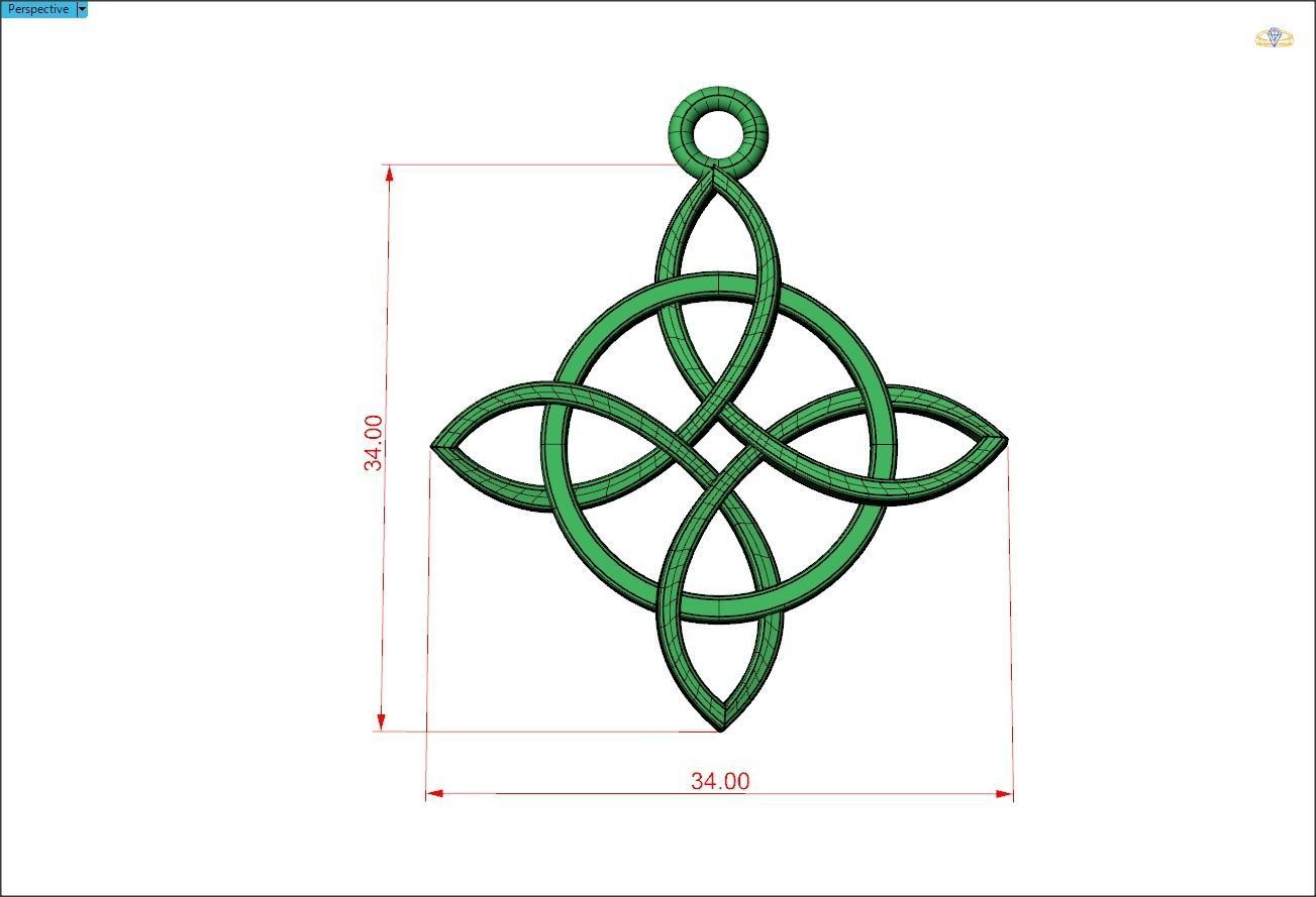 witch knot charm 3D print model_4