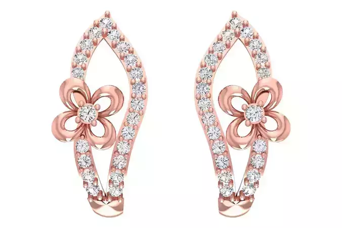 Woman Fancy Earring 3dm STL OBJ FBX Renders Details