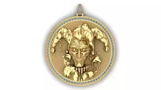 Joker pendant printable jewelry gold silver 3D model 