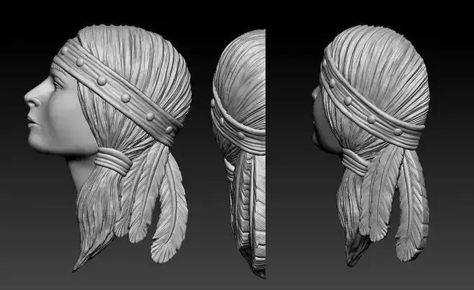 Lady head native american chief pendant