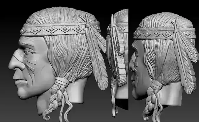  head native american chief pendant