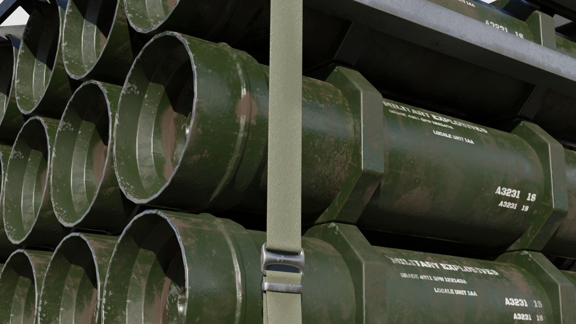 Military Cartridge Cargo weapons  4k pbr textures Low-poly 3D model_8