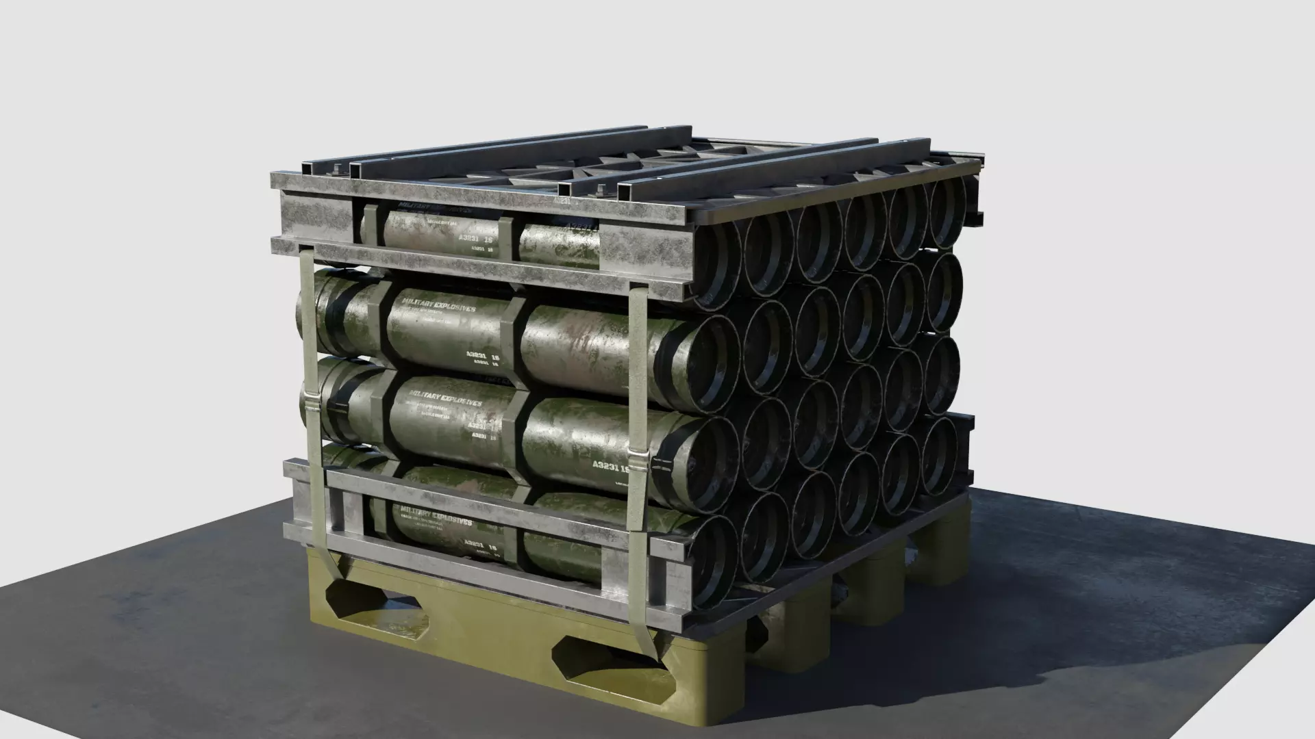 Military Cartridge Cargo weapons  4k pbr textures Low-poly 3D model_0