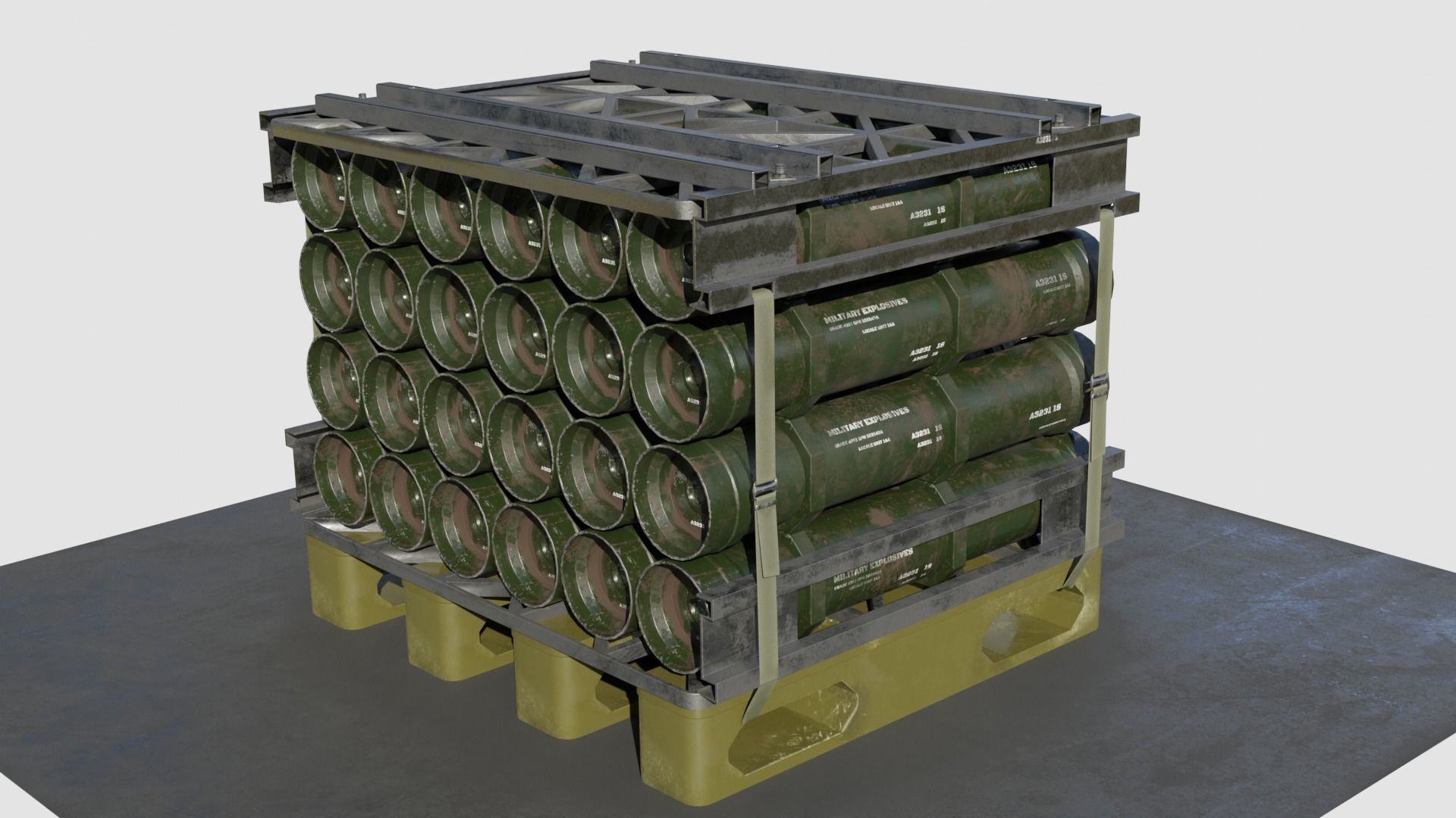 Military Cartridge Cargo weapons  4k pbr textures Low-poly 3D model_4