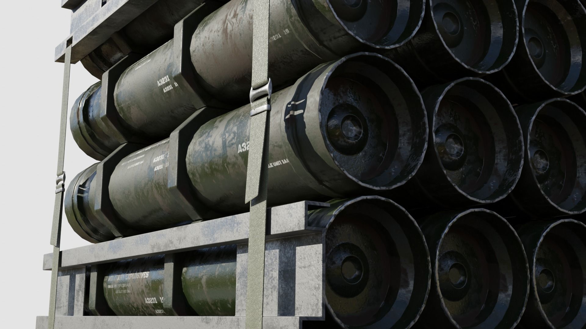 Military Cartridge Cargo weapons  4k pbr textures Low-poly 3D model_5