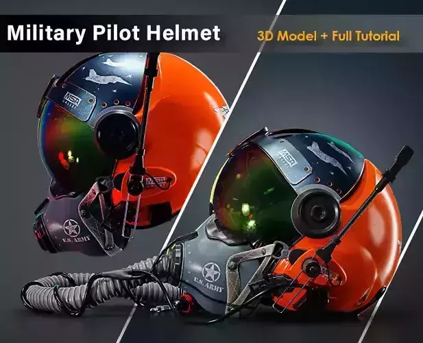Military Pilot Helmet Low-poly 3D model