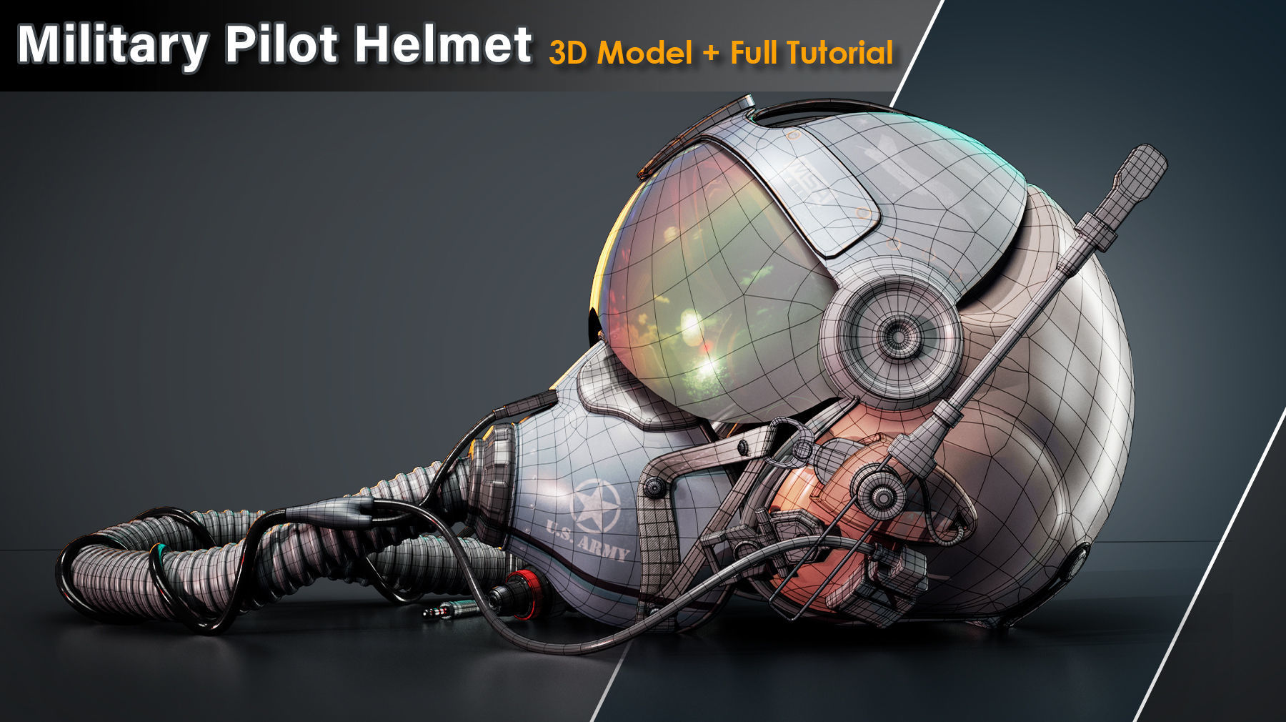 Military Pilot Helmet Low-poly 3D model_2