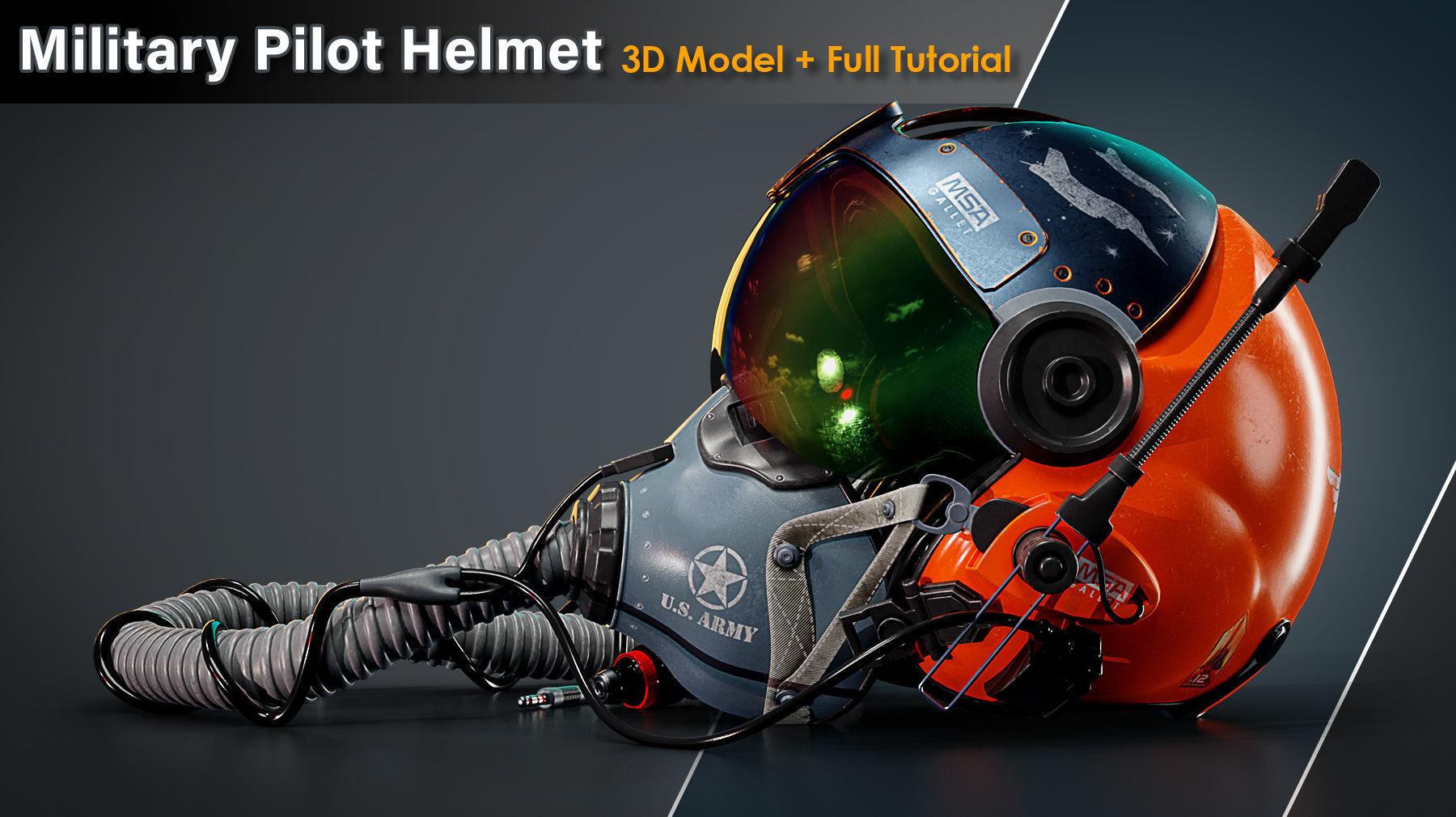 Military Pilot Helmet Low-poly 3D model_5