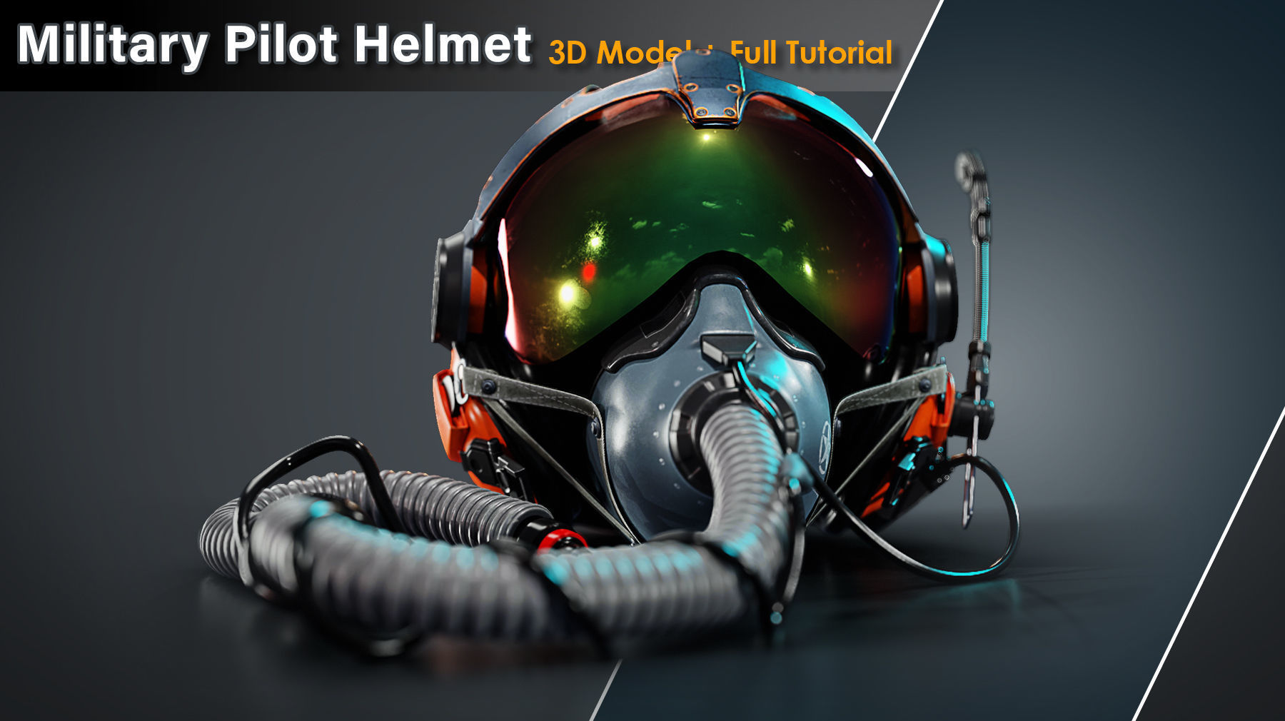 Military Pilot Helmet Low-poly 3D model_1