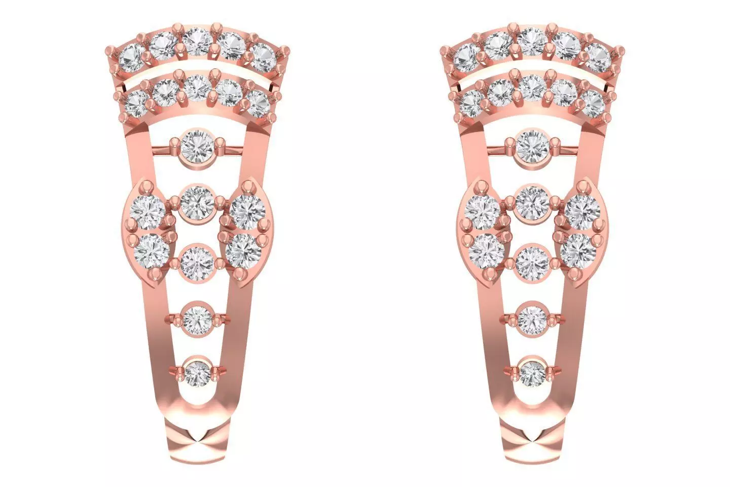 Woman Fancy Earring 3dm STL OBJ FBX Renders Details 3D print model_0