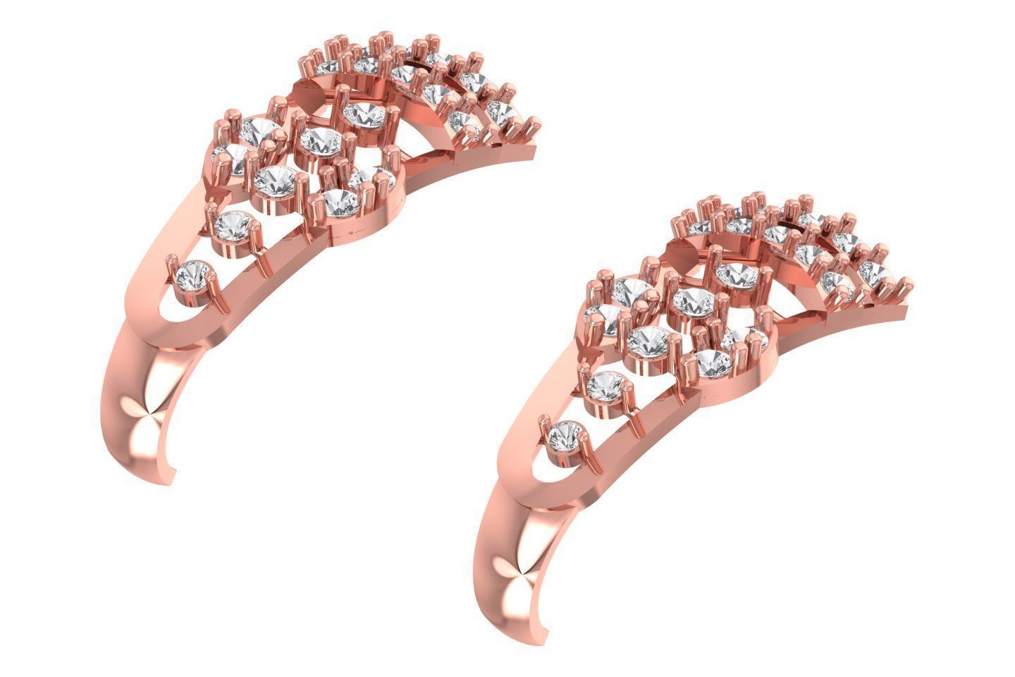 Woman Fancy Earring 3dm STL OBJ FBX Renders Details 3D print model_1