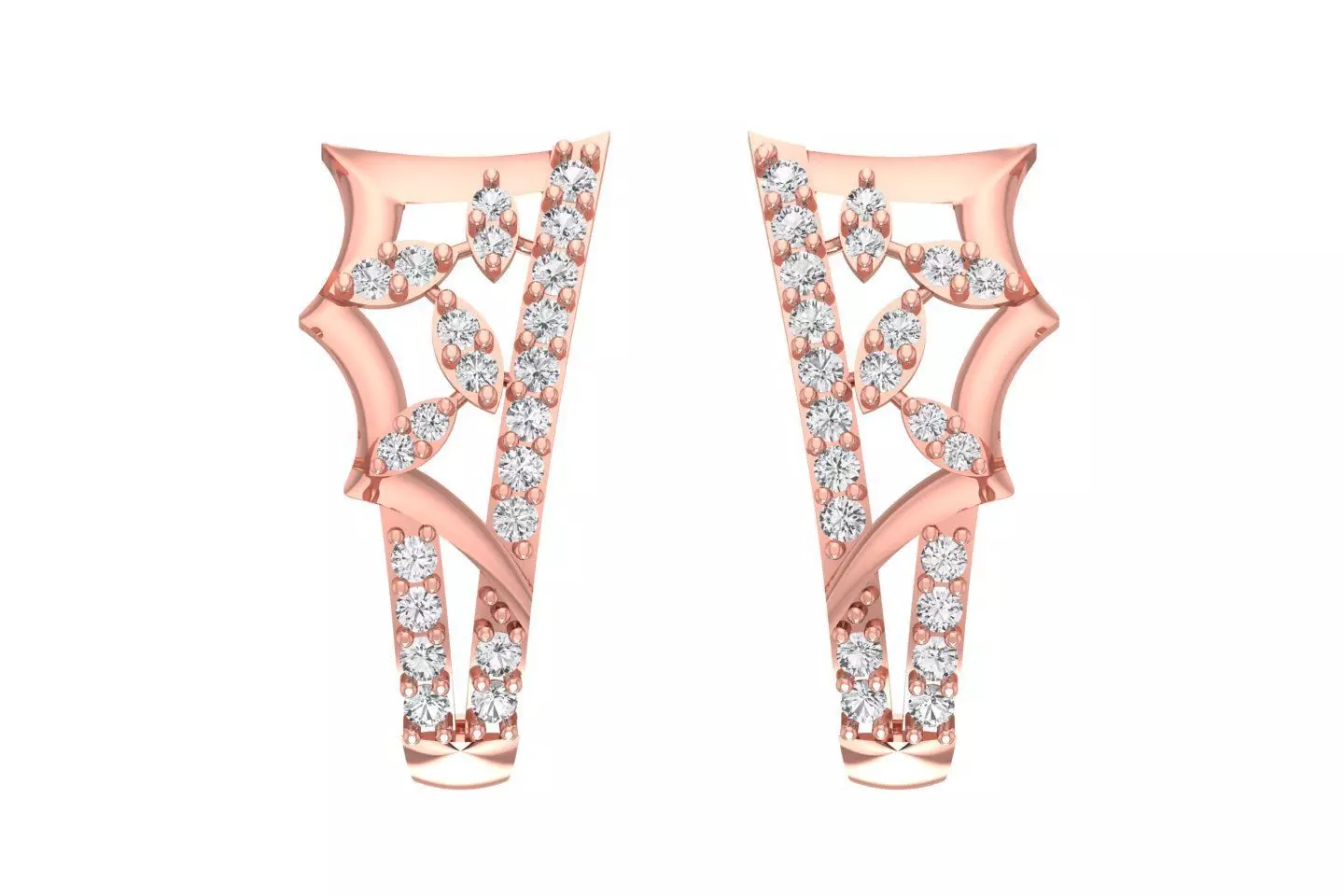 Woman Fancy Earring 3dm STL OBJ FBX Renders Details 3D print model_0