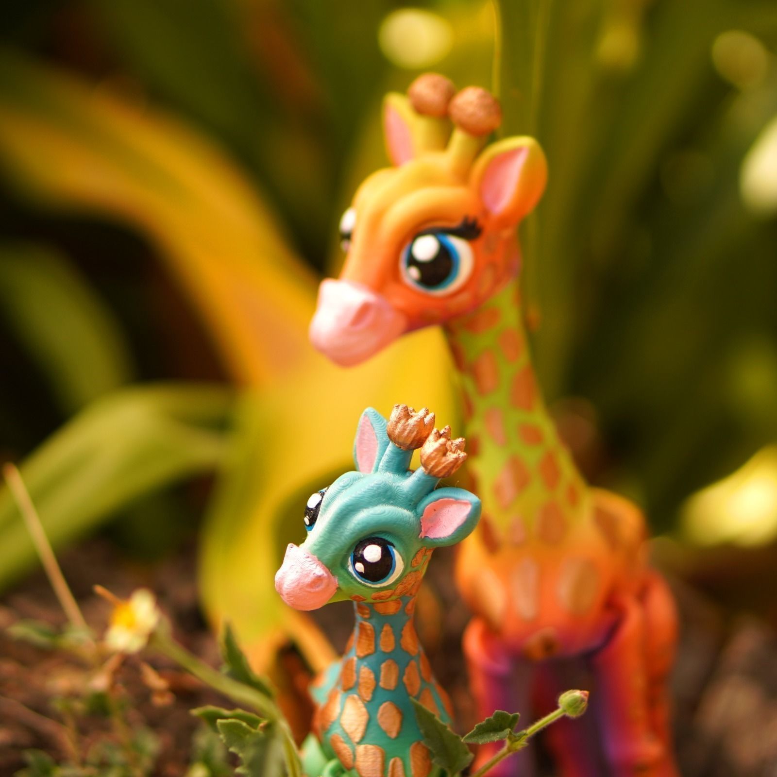 CUTE GIRAFFE AND BABY GIRAFFE ARTICULATED 3D print model_1